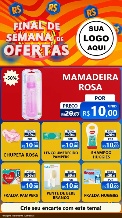 Modelo de Rede Social para Stories com o tema Final de Semana de Ofertas para Bebês