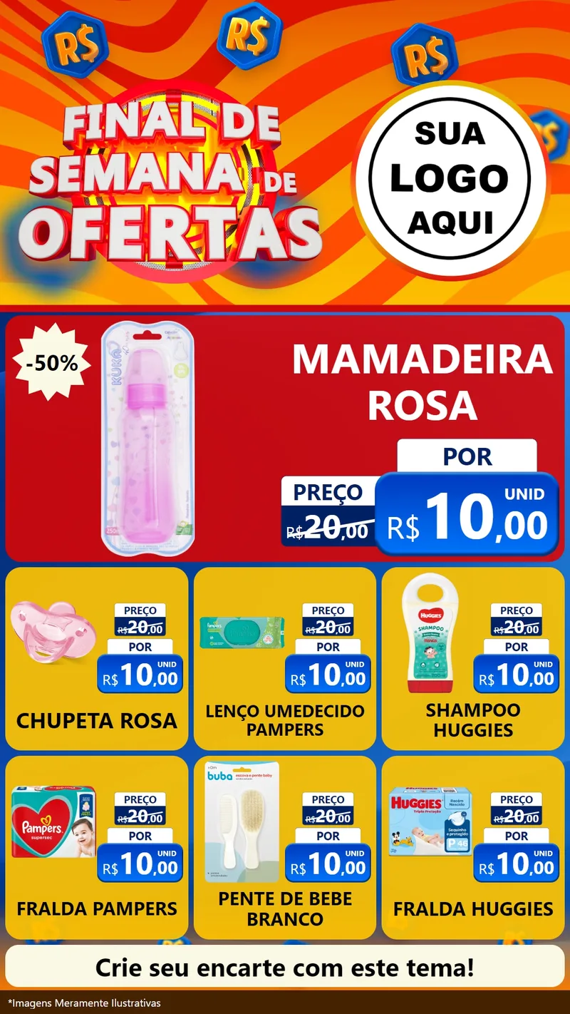 Modelo de Rede Social para Stories com o tema Final de Semana de Ofertas para Bebês