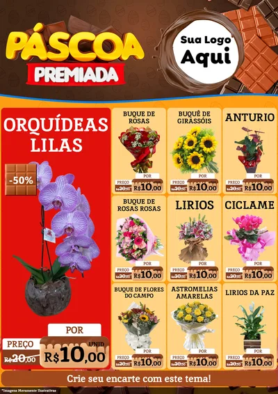 Modelo de Encarte para Encarte A4 Vertical com o tema Páscoa Premiada para Floricultura e jardim
