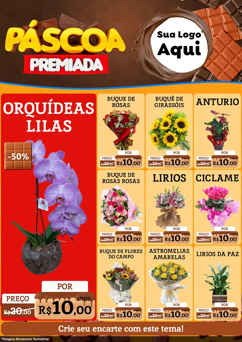 Modelo de Encarte para Encarte A4 Vertical com o tema Páscoa Premiada para Floricultura e jardim