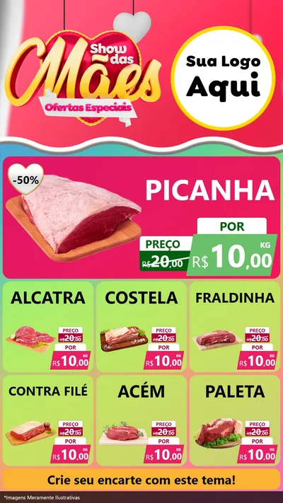Modelo de Rede Social para Stories com o tema Show das Mães - Ofertas Especiais para Açougue