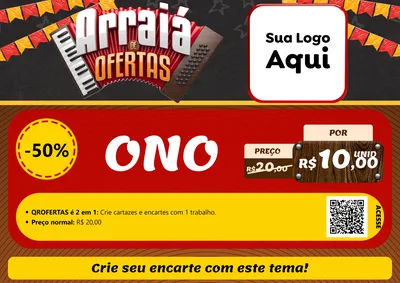 Modelo de Cartaz para Cartaz A4 Horizontal com o tema Arraiá de Ofertas - Junina para Óticas
