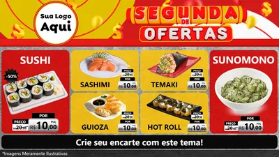Modelo de TV para TV Horizontal com o tema Segunda de Ofertas para Comida japonesa