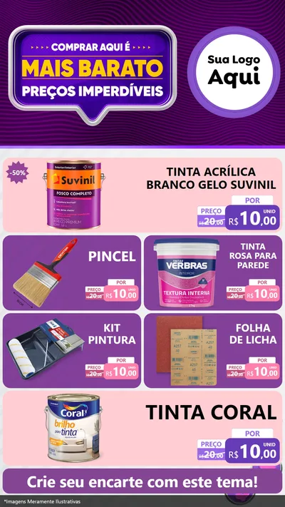 Modelo de TV para TV Vertical com o tema Mais Barato para Tintas e Ferramentas