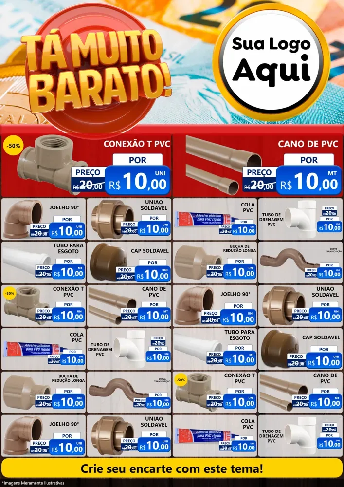 Modelo de Encarte para Encarte A4 Vertical com o tema Está Muito Barato para Tubos e conexões