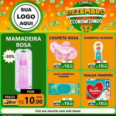Modelo de Rede Social para Feed Facebook com o tema Comece Dezembro Economizando para Bebês