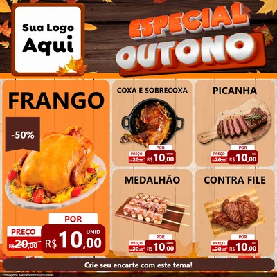 Modelo de Rede Social para Feed Facebook com o tema Especial Outono para Assados