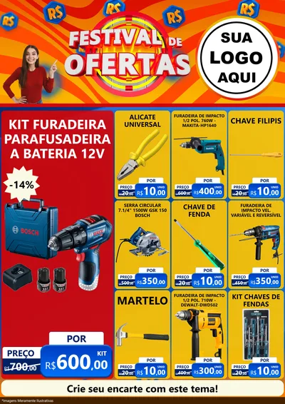 Modelo de Encarte para Encarte A4 Vertical com o tema Festival de Ofertas para Maquinas e Ferramentas