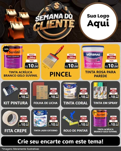 Modelo de Rede Social para Feed Instagram com o tema Semana do Cliente para Tintas e Ferramentas
