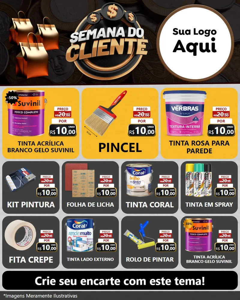 Modelo de Rede Social para Feed Instagram com o tema Semana do Cliente para Tintas e Ferramentas