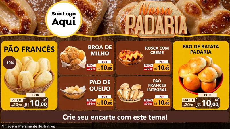 Modelo de TV para TV Horizontal com o tema Nossa Padaria para Padaria