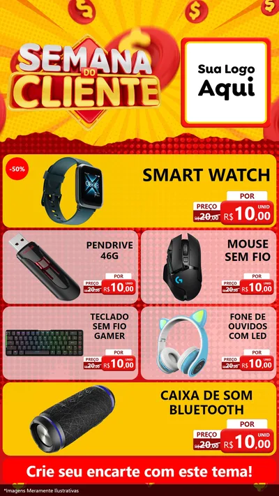 Modelo de TV para TV Vertical com o tema Semana do Cliente para Informática