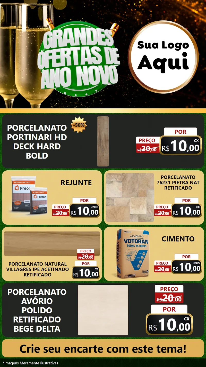 Modelo de TV para TV Vertical com o tema Grandes Ofertas de Ano Novo para Pisos e revestimentos