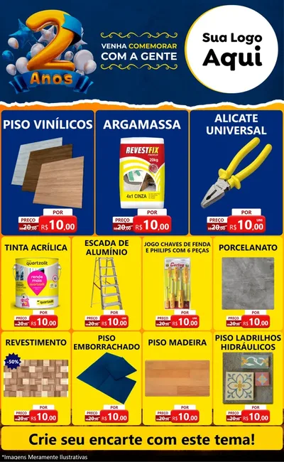 Modelo de Encarte para Encarte Grande com o tema Aniversário de 2 anos para Material para Construção