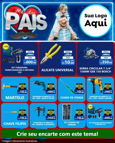 Modelo de Rede Social para Feed Instagram com o tema Mês Dos Pais para Maquinas e Ferramentas