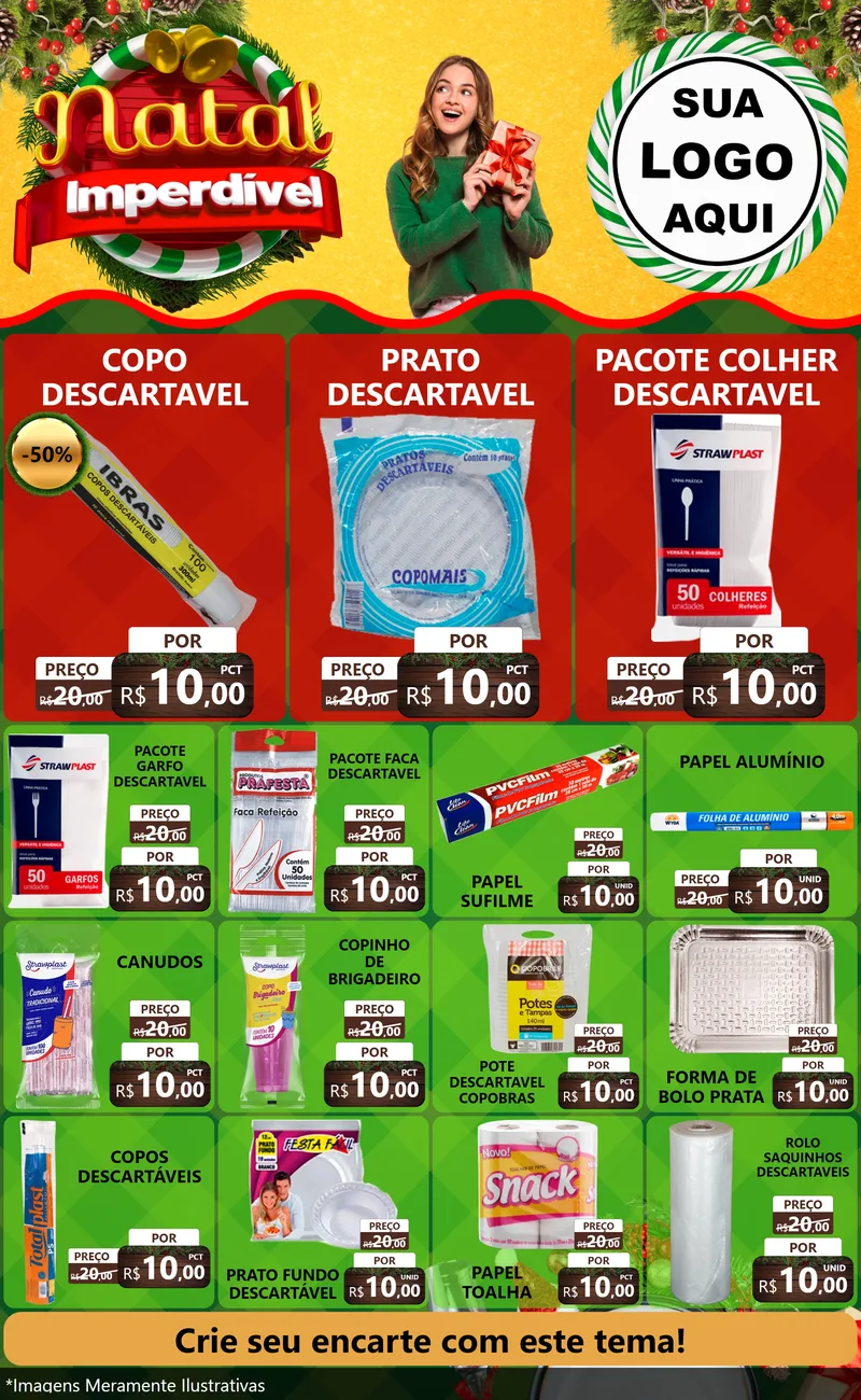 Modelo de Encarte para Encarte Grande com o tema Natal Imperdível para Embalagens