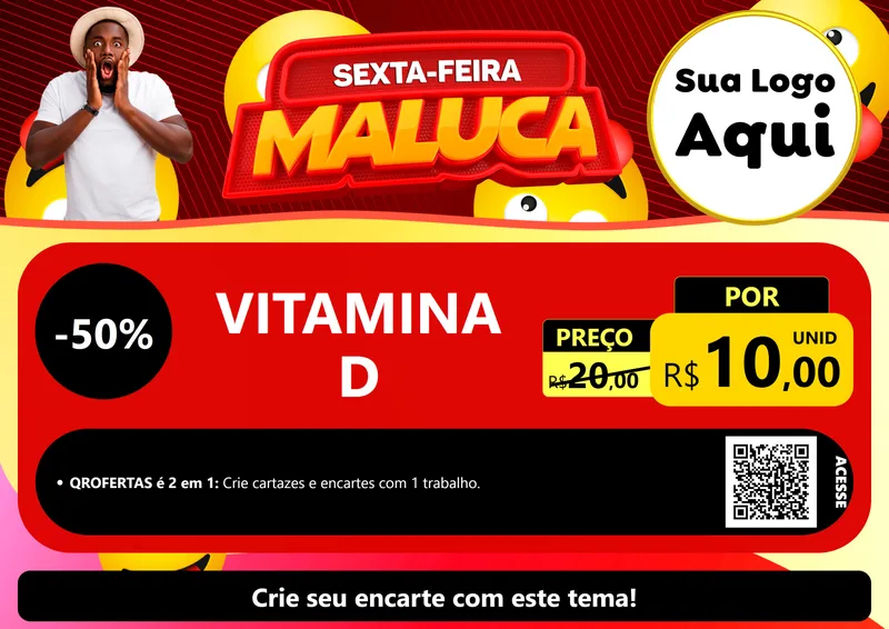 Modelo de Cartaz para Cartaz A4 Horizontal com o tema Sexta-feira Maluca para Farmácia