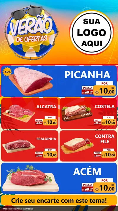 Modelo de TV para TV Vertical com o tema Verão de Ofertas para Açougue
