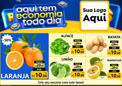 Modelo de Encarte para Encarte A4 Horizontal com o tema Aqui Tem Economia Todo Dia para Hortifrúti