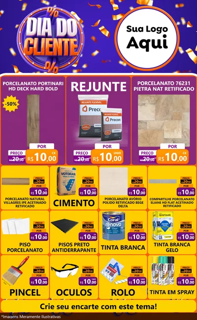 Modelo de Encarte para Encarte Grande com o tema Dia do Cliente para Pisos e revestimentos