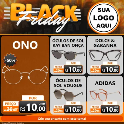 Modelo de Rede Social para Feed Facebook com o tema Black Friday para Óticas