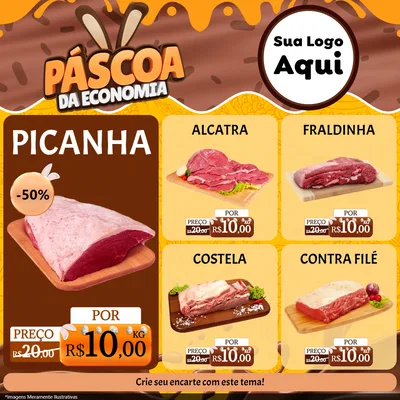 Modelo de Rede Social para Feed Facebook com o tema Páscoa da Economia para Açougue