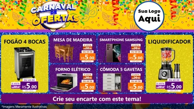 Modelo de TV para TV Horizontal com o tema Carnaval de Ofertas para Móveis e Eletro