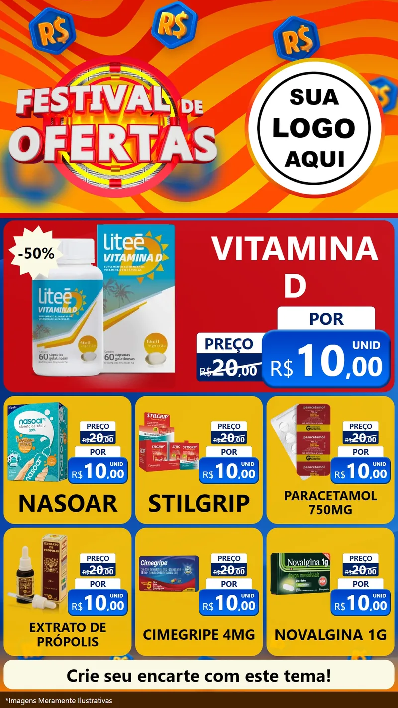 Modelo de Rede Social para Stories com o tema Festival de Ofertas para Farmácia