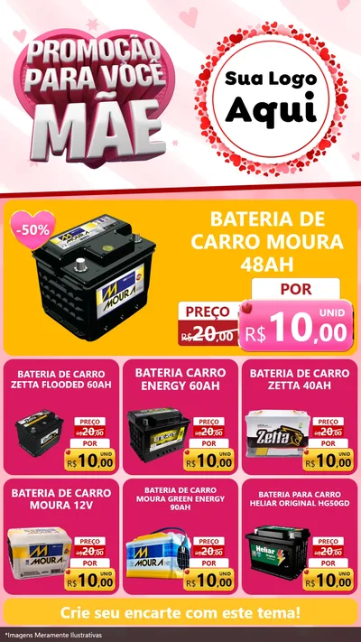 Modelo de Rede Social para Stories com o tema Promoção Para Você Mãe para Baterias Elétricas
