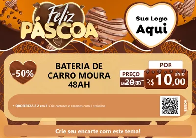 Modelo de Cartaz para Cartaz A4 Horizontal com o tema Feliz Páscoa para Baterias Elétricas