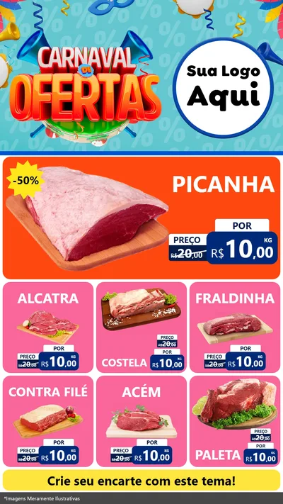 Modelo de Rede Social para Stories com o tema Carnaval de Ofertas para Açougue