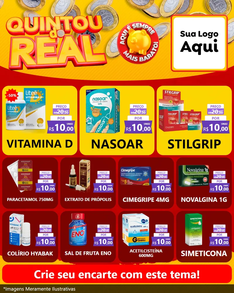 Modelo de Rede Social para Feed Instagram com o tema Quintou do Real para Farmácia