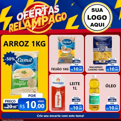 Modelo de Rede Social para Feed Facebook com o tema Ofertas Relâmpago para Supermercado