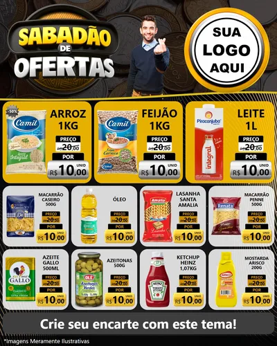Modelo de Rede Social para Feed Instagram com o tema Sabadão de Ofertas para Supermercado