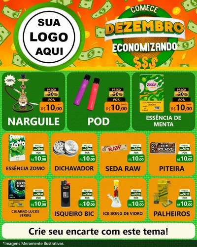 Modelo de Rede Social para Feed Instagram com o tema Comece Dezembro Economizando para Tabacaria