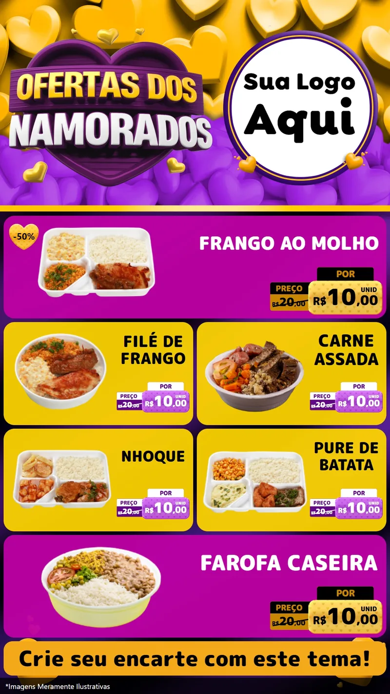 Modelo de TV para TV Vertical com o tema Oferta Dos Namorados para Restaurante