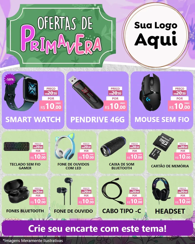 Modelo de Rede Social para Feed Instagram com o tema Ofertas de Primavera para Informática