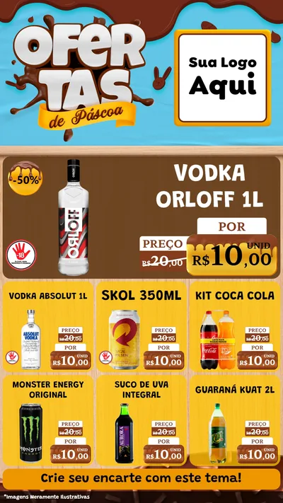 Modelo de Rede Social para Stories com o tema Ofertas de Páscoa para Distribuidora de bebidas