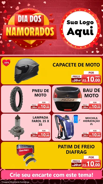 Modelo de TV para TV Vertical com o tema Dia Dos Namorados para Moto peças
