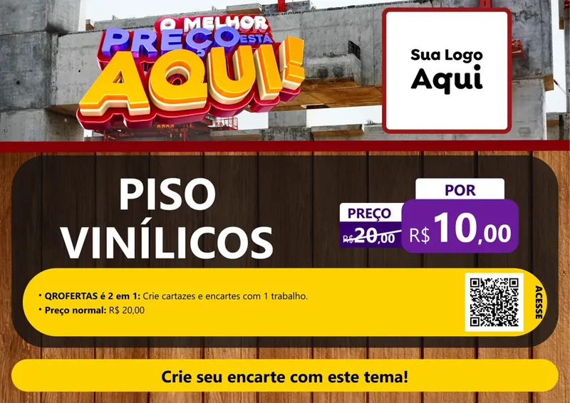 Modelo de Cartaz para Cartaz A4 Horizontal com o tema O Melhor Preço Está Aqui - Construção para Material para Construção