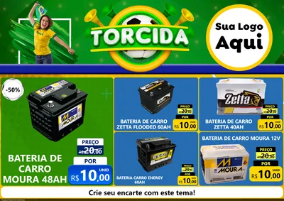 Modelo de Encarte para Encarte A4 Horizontal com o tema Torcida para Baterias Elétricas