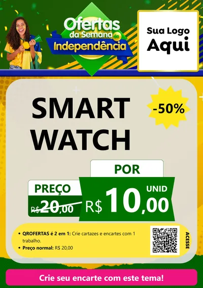 Modelo de Cartaz para Cartaz A4 Vertical com o tema Ofertas da Semana da Independência para Informática