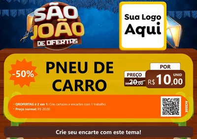 Modelo de Cartaz para Cartaz A4 Horizontal com o tema São João Ofertas Imbatíveis! - Junina para Auto peças