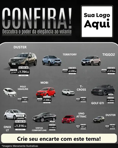 Modelo de Rede Social para Feed Instagram com o tema Confira! Descubra o poder da elegância ao volante. para Concessionaria de Carros