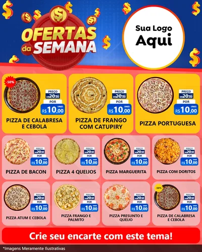 Modelo de Rede Social para Feed Instagram com o tema Ofertas Da Semana para Pizzaria