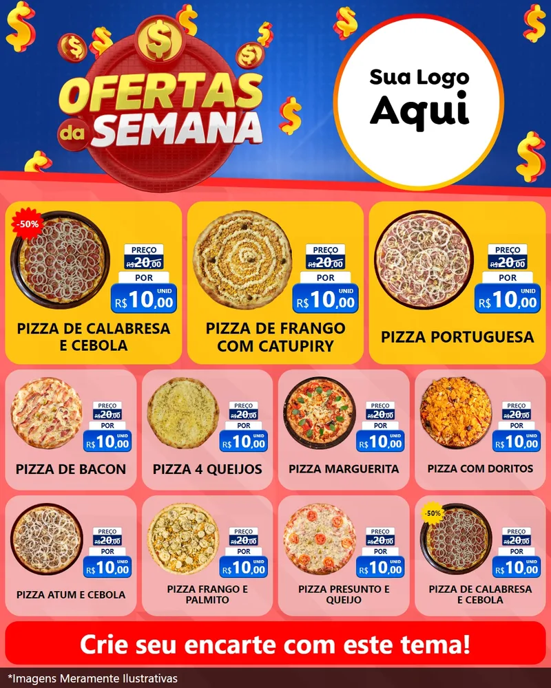 Modelo de Rede Social para Feed Instagram com o tema Ofertas Da Semana para Pizzaria