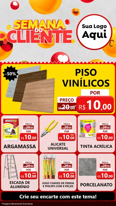 Modelo de Rede Social para Stories com o tema Semana do Cliente para Material para Construção