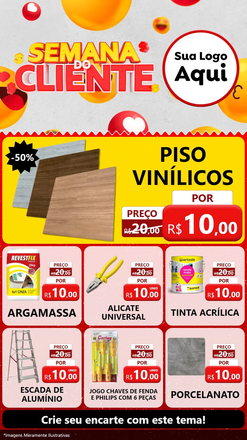 Modelo de Rede Social para Stories com o tema Semana do Cliente para Material para Construção