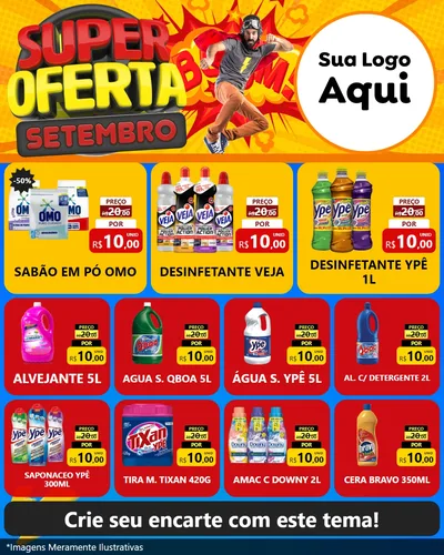 Modelo de Rede Social para Feed Instagram com o tema Super Oferta Setembro para Produtos de Limpeza