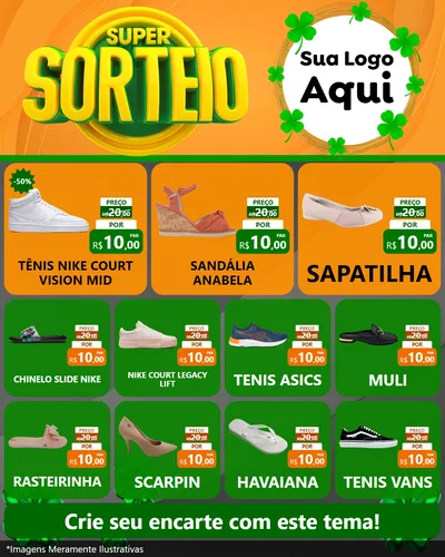Modelo de Rede Social para Feed Instagram com o tema Super Sorteio para Calçados